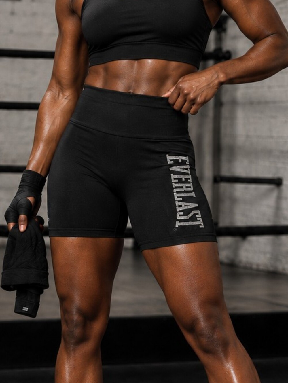 Everlast Women's Black High-Waist Training Shorts SZ MED